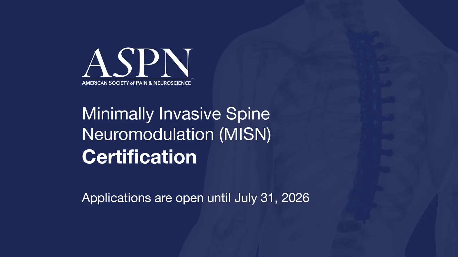 ASPN Minimally Invasive Spine Neuromodulation (MISN) Certification 2026